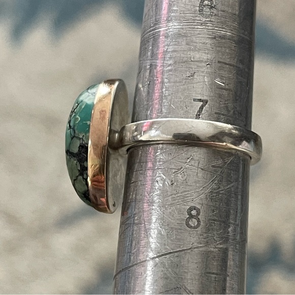 Hubei turquoise rose gold tone sterling silver size 7.25 ring - Picture 10 of 11
